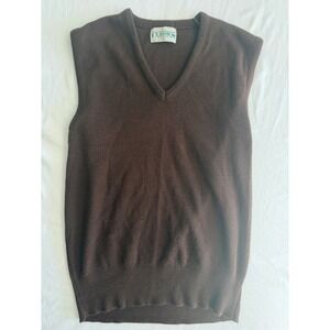 Vintage Classics Mens Brown V-Neck Sweater Vest Orlon Acrylic Made in USA Size M
